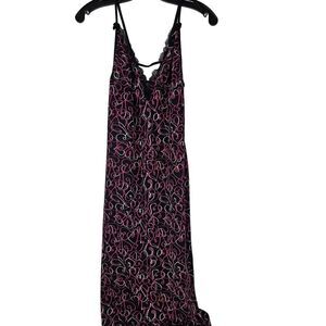 Smart & Sexy Womens Medium Nightgown Heart Print Long Gown Black Pink